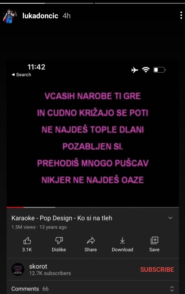 Kaj se dogaja z Dončićem? Na IG objavil naslov pesmi, ki pravi, da z Luko ni vse OK!