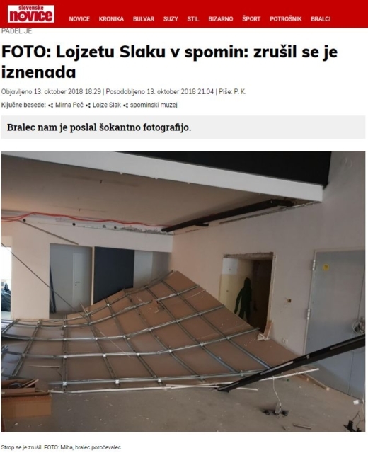 SN: V Slakovem muzeju se je zrušil strop
