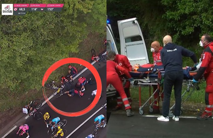 VIDEO: Hud padec Rogliča, na pomoč moštveni kolegi