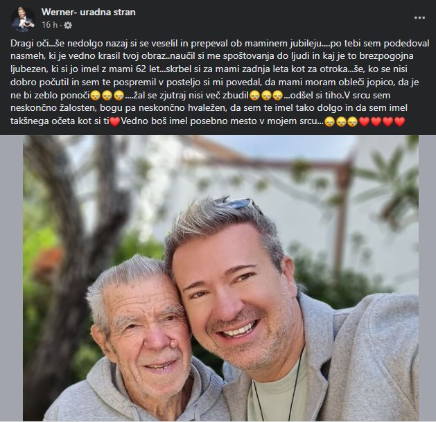 Werner zjutraj doživel šok in sporočil žalostno novico: Žal se zjutraj nisi več zbudil