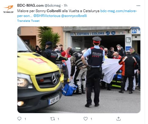 FOTO: Šok v Kataloniji - v cilju oživljali italijanskega kolesarskega asa