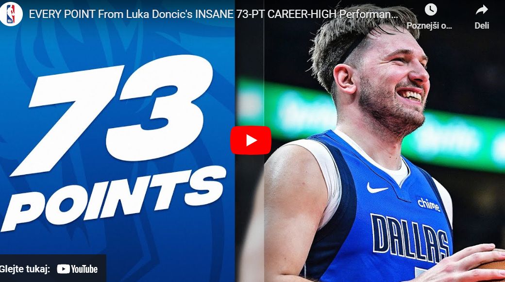 Ko smo mi spali, Luka Dončić do rekorda! Le dva v zgodovini Lige NBA boljše kot Luka