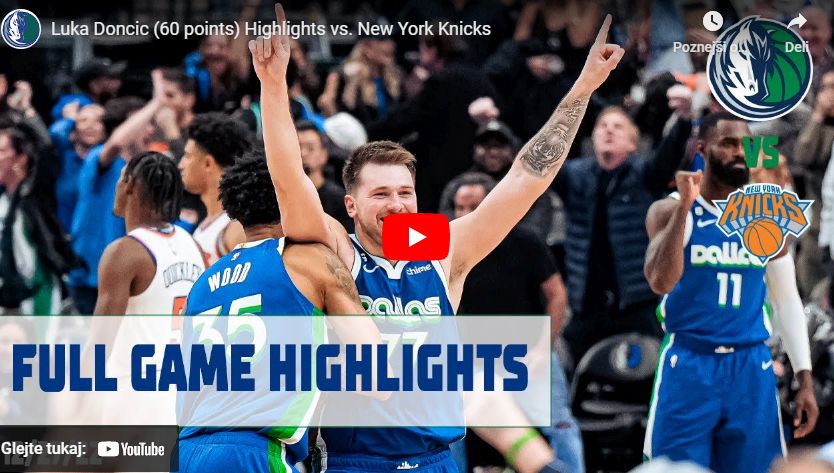 VIDEO: Dončić zabil 60 točk in s čudežnim metom rešil Dallas poraza