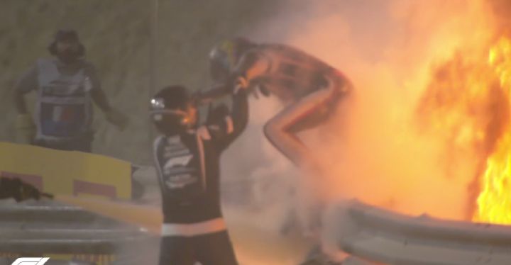 VIDEO: Strašna nesreča Grosjeana, dirka F1 prekinjena!