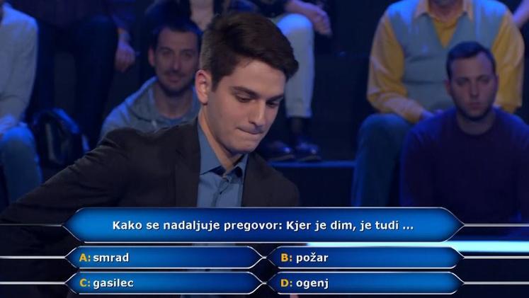 Slovenija se smeji! Študentu prava pretežko že prvo vprašanje v Milijonarju