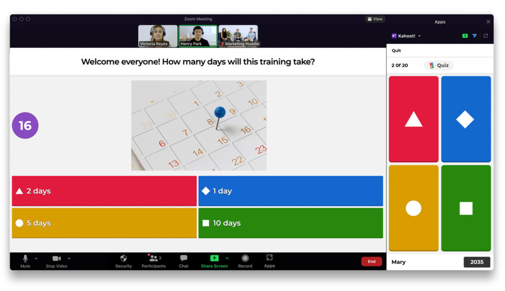 Kvizi so najpogostejša uporaba platforme Kahoot!, ki jih lahko ustvarjate tudi uporabniki ali pa se jih le udeležite