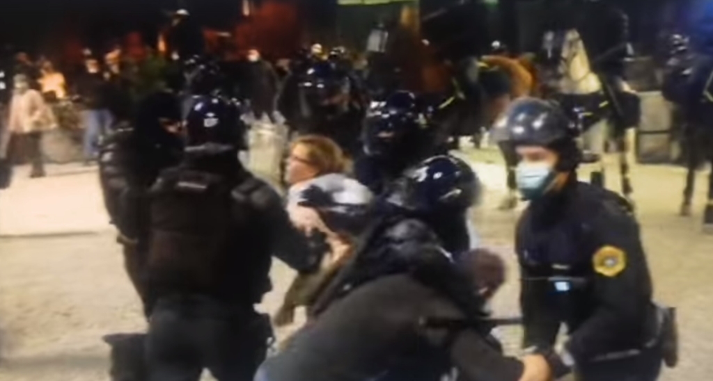 VIDEO: Na protestih v Ljubljani vojno stanje, a poglejte tudi, kaj so policisti naredili z žensko