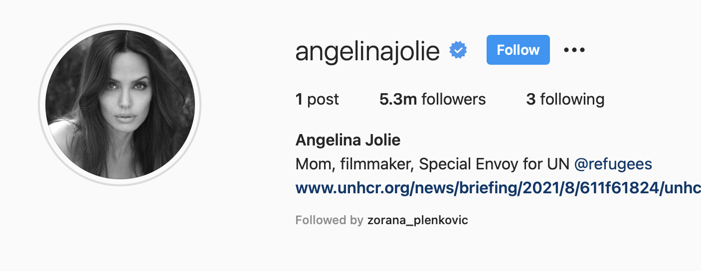 Angelina Jolie odprla profil na Instagramu in objavila pismo afganistanske najstnice