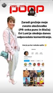 Uf, Eve Lune ne boste videli pri Čeglaju, grozila naj bi ji PR-ovka in sanjski Blaž