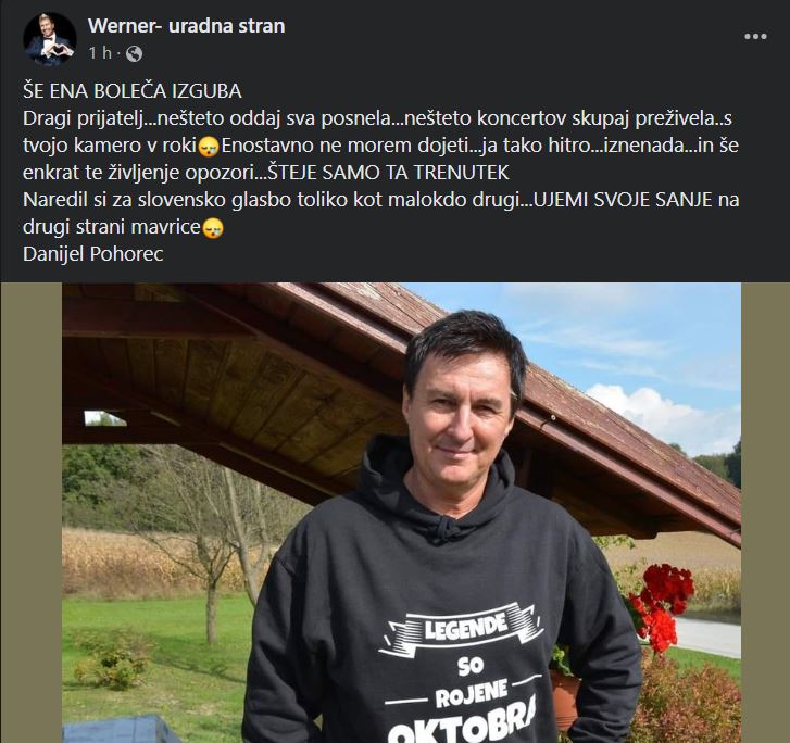 Slovenska estrada v šoku, pišejo žalna sporočila: Enostavno ne morem dojeti