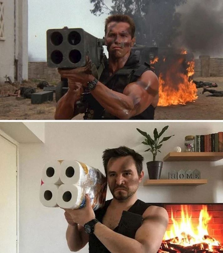 FOTO: Par se je dolgočasil v karanteni, zato sta začela poustvarjati prizore iz filmskih uspešnic