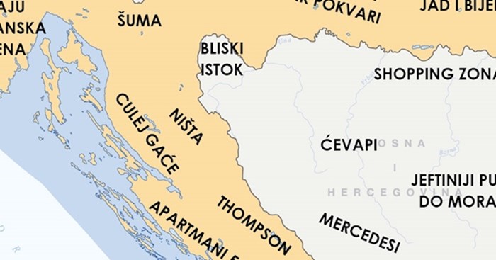 Naredil je zemljevid Hrvaške, ki vas bo nasmejal z opisi! Pozabil ni niti na Slovenijo
