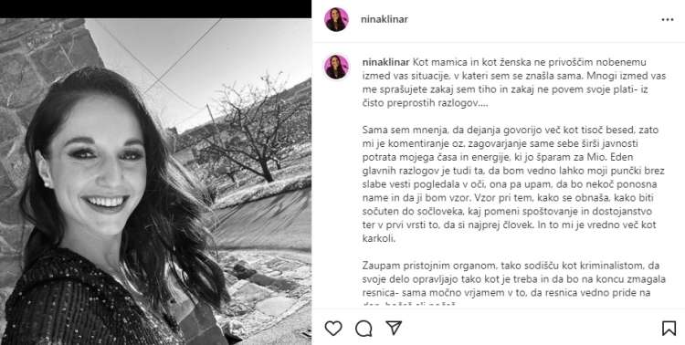 Nina Klinar odgovorila na Instagramu zakaj je bivši objavil njeno mednožje na spletu