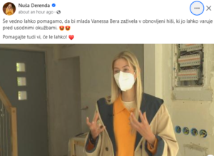 Nuša Derenda za pomoč mladi Vanessa Bera