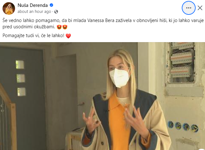 Nuša Derenda za pomoč mladi Vanessa Bera