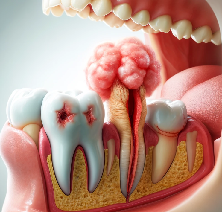 Posnetek-zaslona-2024-05-21-143118 - NaDlani.si Na tej sliki so prikazani različni možni zapleti, ki se lahko pojavijo zaradi neizraslih modrostnih zob. Prikazane so težave, kot so pomanjkanje prostora v ustni votlini, napačna lega zoba, okužbe in vnetja ter ciste ali tumorji, ki lahko povzročijo resne zdravstvene težave. Slika je informativna in medicinsko natančna, kar pomaga pacientom razumeti pomembnost pravočasnega posega.