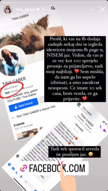 Ojoj, tudi Tina Gaber tarča spletnih goljufov!