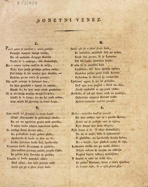 France Prešeren Sonetni venec