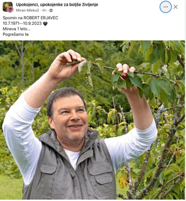 Mineva 1 leto od slovesa Roberta Erjavca. Tako se je od njega poslovila njegova mami