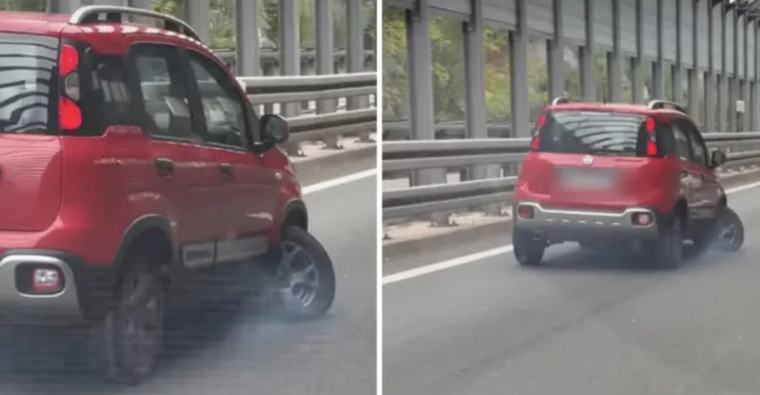 Neverjetne scene z obvoznice v Reki. Vozi po levem pasu, kolo pa popolnoma uničeno (VIDEO)