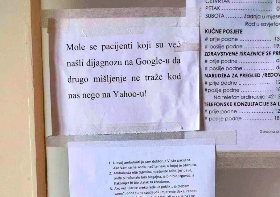 Viralni hit: Dalmatinci v smehu zaradi sporočila na vratih ambulante (FOTO)