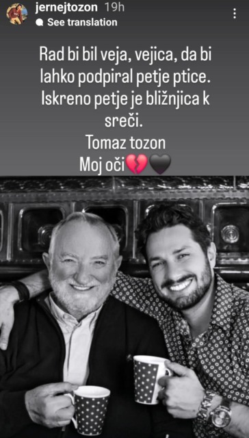 Ganljivo! Po smrti očeta se je oglasil njegov sin Jernej Tozon