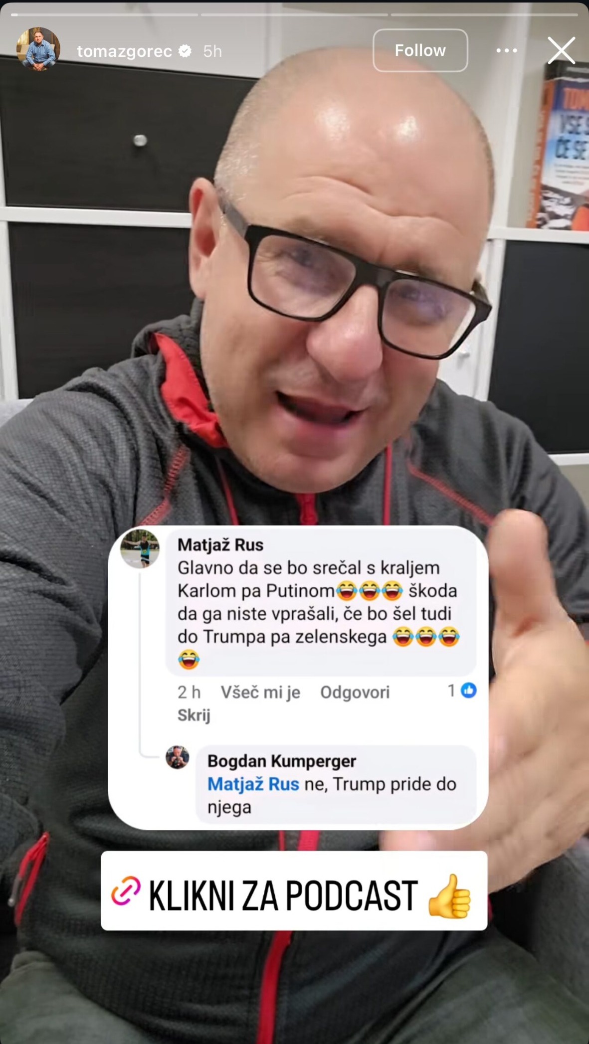 Foto: Tomaž Gorec Vir: Instagram story