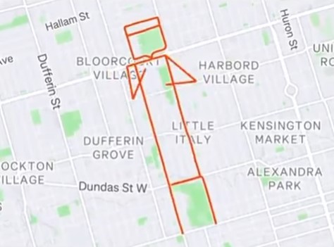 Tek kot platno: Kanadčan Duncan McCabe ustvaril GPS animacijo z 121 teki