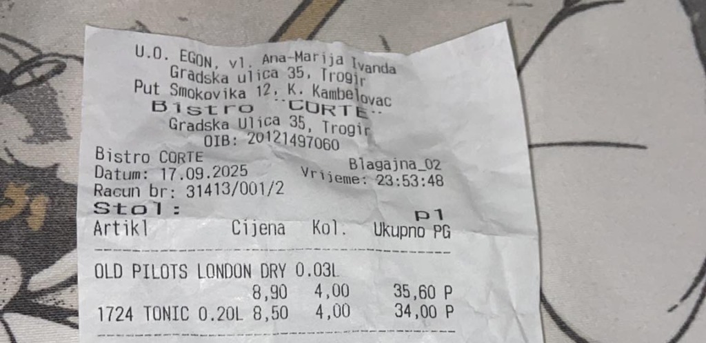 Foto: Račun Vir: Facebook - Trogir Croatia Travel 2025