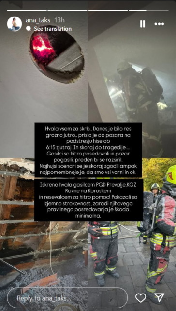 Na kraju požara. FOTO: Instagram - NaDlani.si Ana Pusovnik.