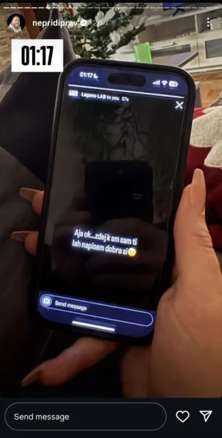 izsek ekrana - NaDlani.si Eno od sporočil; vir: Izsek ekrana