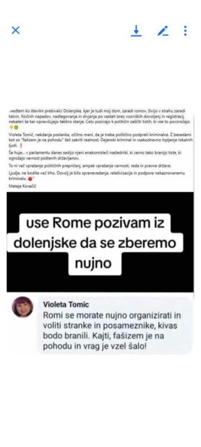 Na spletu se je pojavila lažna objava o združevanju Romov, ki naj bi jo objavila Violeta Tomić – ona odgovarja: “To ni moj poziv k politični mobilizaciji!” (FOTO)