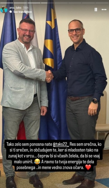 Ana_ponosna_na_moža - NaDlani.si Ana pravi, da je neizmerno ponosna na svojega moža in mu stoji ob strani na njegovi novi poti; vir: Instagram