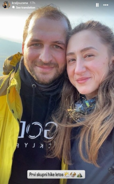 Njun prvi skupni sprehod letos; vir: Instagram