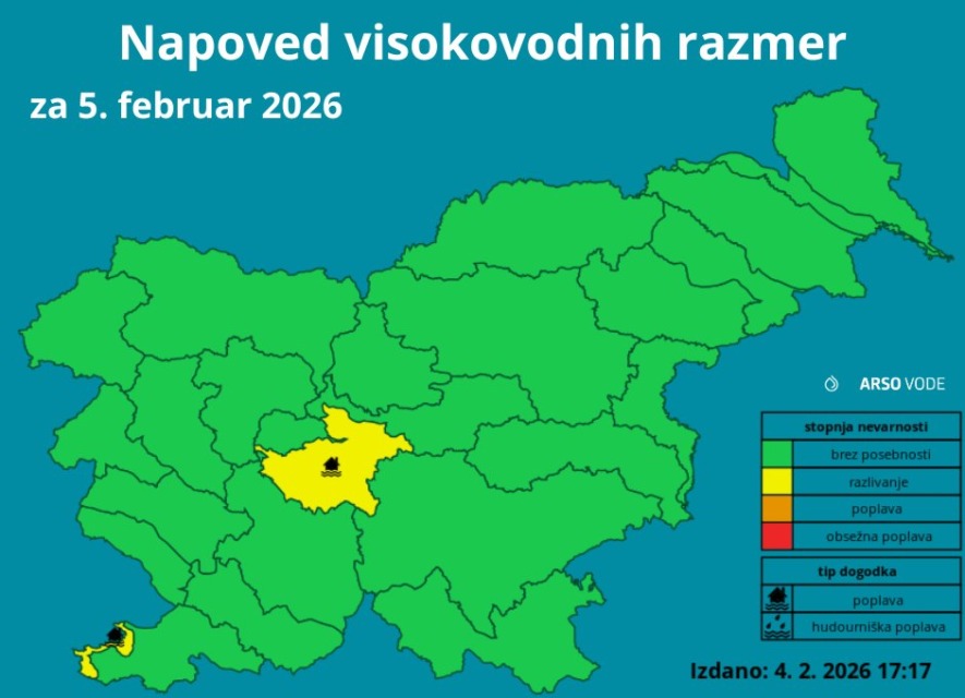Opozorilo ARSO: Reke naraščajo, Dragonja že prestopila bregove, morje bo zalivalo obalo
