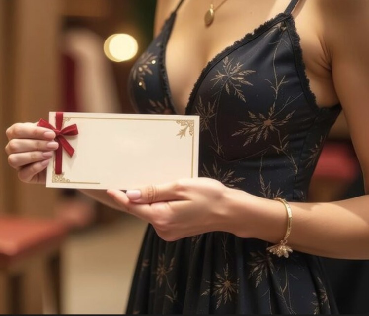 Tisk darilni bon v rokah ženske