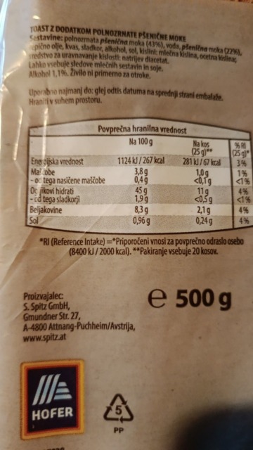 Kupil toast, nato pa šok: “1,1 % alkohola – kdo to sploh bere?”
