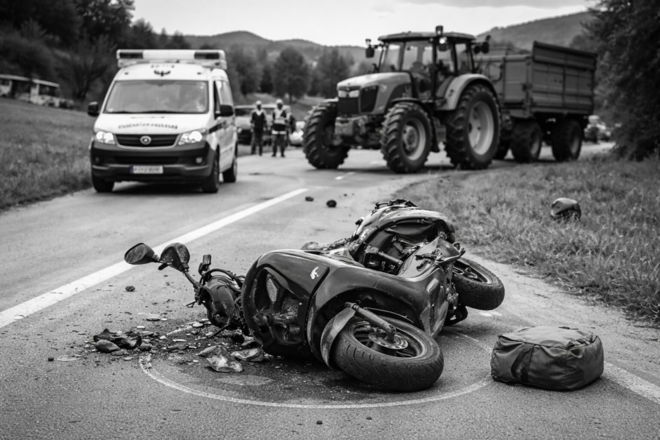 Usodno trčenje pri Slovenj Gradcu: 70-letni mopedist umrl na kraju nesreče