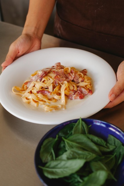 Carbonara recept, jed na krožniku