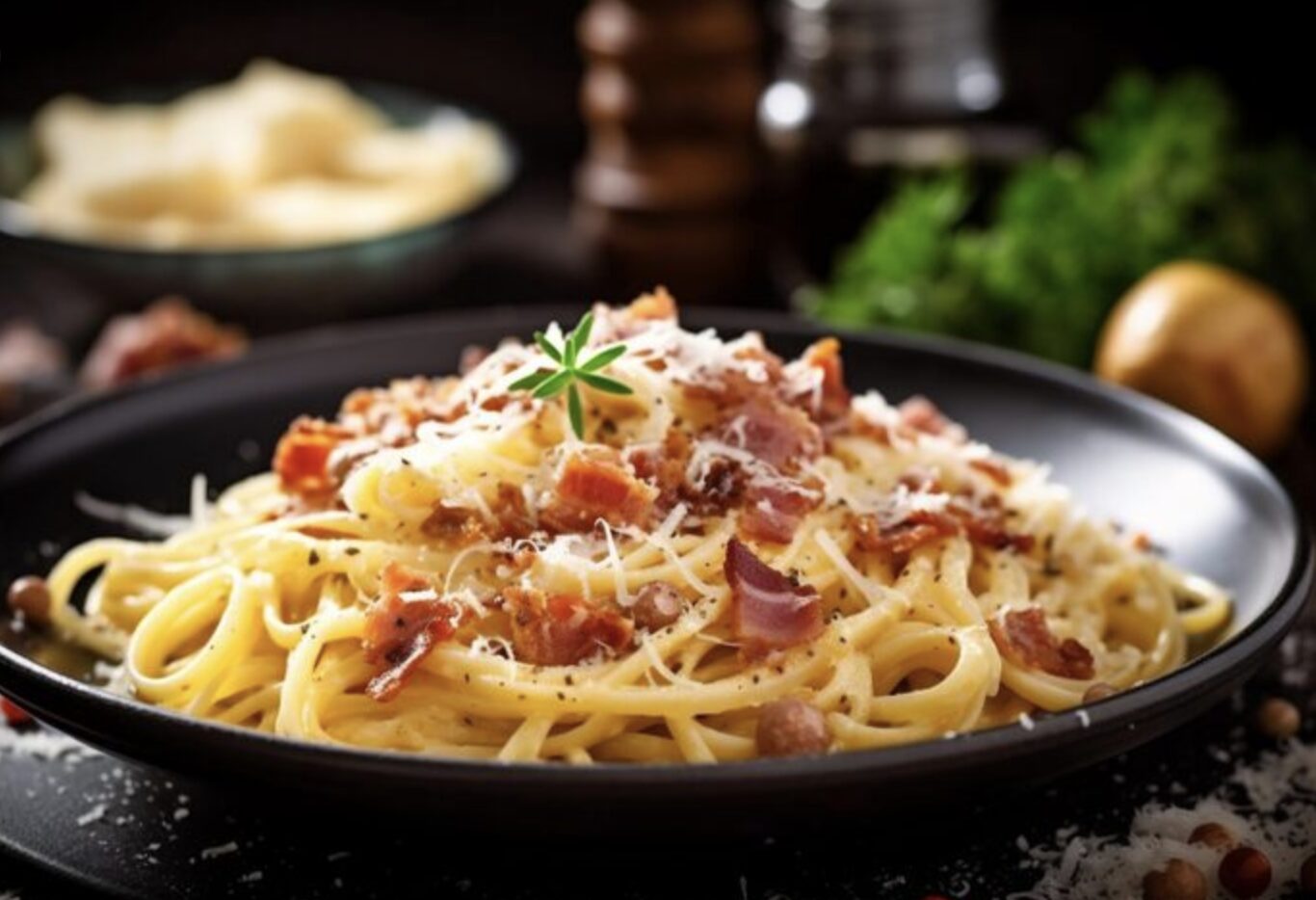 Carbonara recept, jed na krožniku