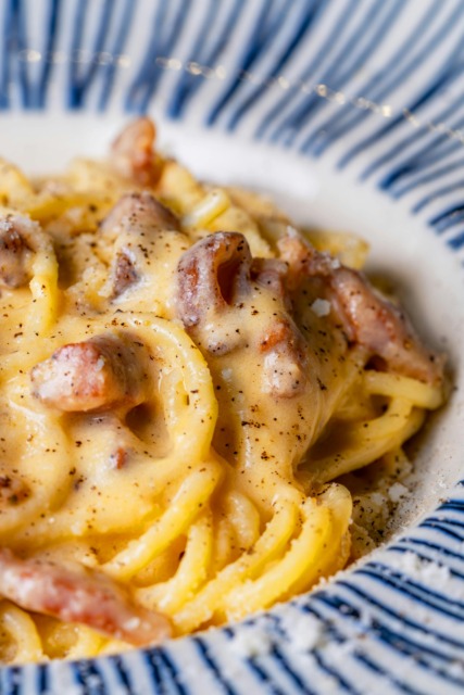 Carbonara recept, pogled jedi od blizu