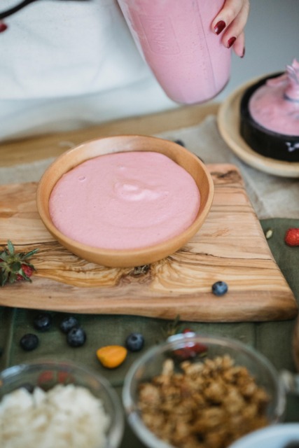 Grški jogurt zajtrk, smoothie skleda