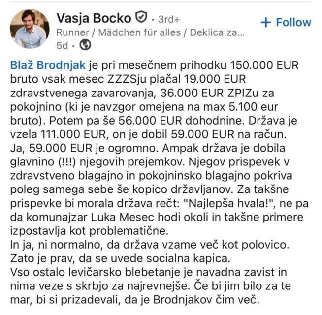 “Država je dobila glavnino njegovih prejemkov” – tvit o šefu NLB-ja Blažu Brodnjaku dvignil ogromno prahu