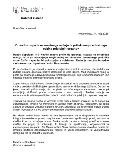 Napad Roma na mestnega redarja v Novem mestu: pristal je v bolnici – župan zahteva, da država končno ukrepa (FOTO)