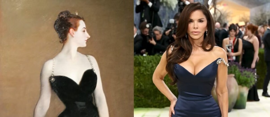 Lauren Sánchez je na Met Gali 2026 obudila razvpito sliko Madame X. Raziskujemo ozadje Schiaparellijeve obleke, ki je s spuščeno naramnico razdelila modno javnost.