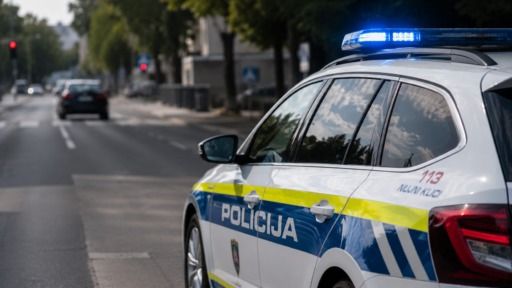Policijsko vozilo na nujni vožnji.