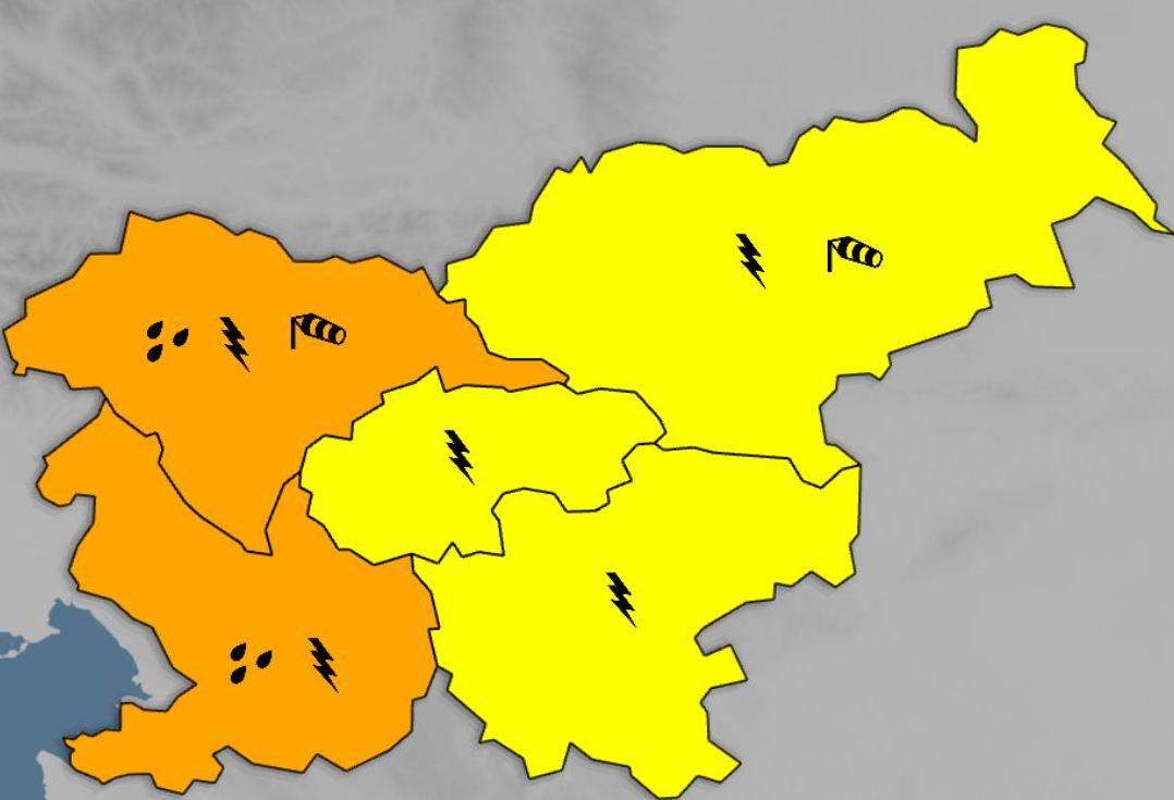 Arso zaradi močnejših nalivov za Slovenijo izdal oranžno opozorilo, tu bo največ dežja