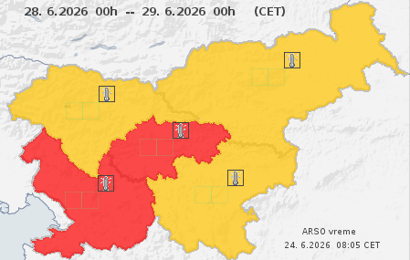 ARSO PRIŽGAL RDEČO LUČ: Slovenijo ob koncu tedna čaka nevarna vročina
