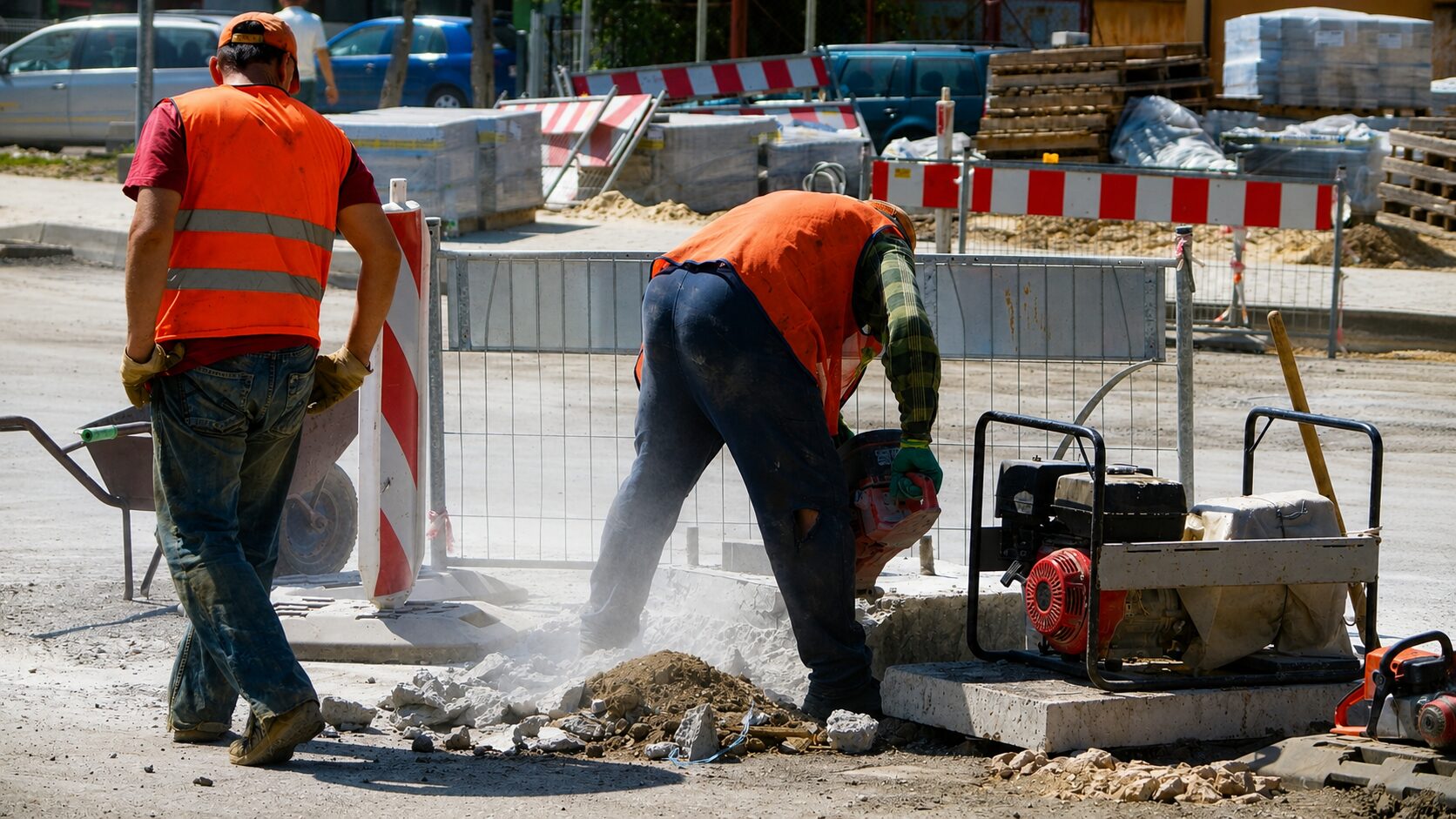 Delavci delajo na vročini