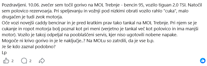 Po točenju goriva v Trebnjem začeli opažati težave z avtomobili? Oglasilo se je več voznikov, MOL odgovarja